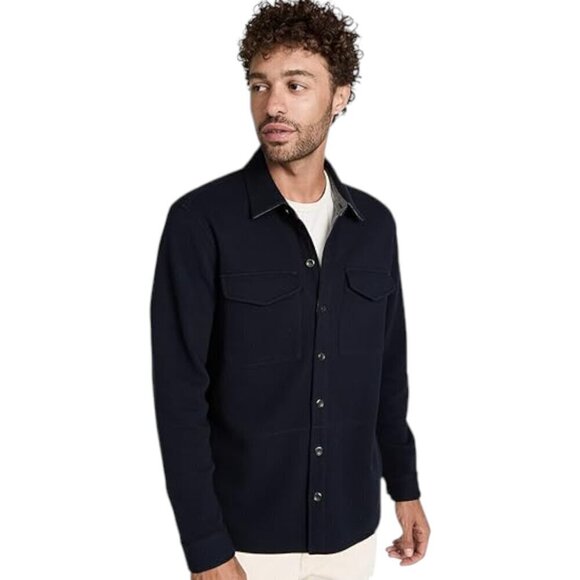 Vince Coastal Blue Double Knit Button Up Shirt Jacket Mens Large - Picture 1 of 7